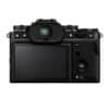 Schwarzes Fujifilm X-T5 Gehäuse mit LCD-Display und Bedienelementen.