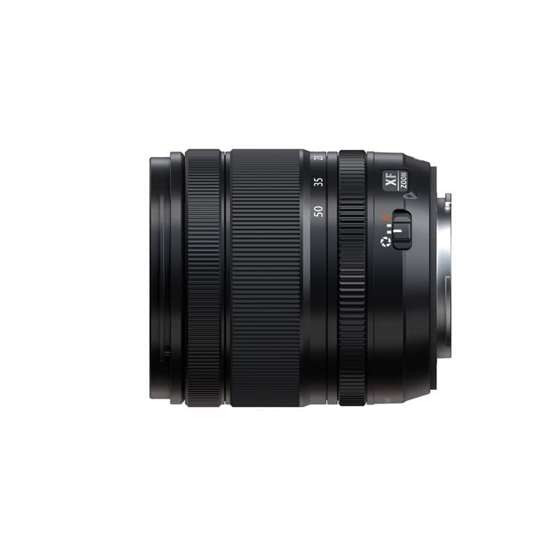Fujinon XF16-50mm F2.8-4.8 R LM WR Objektiv auf weißem Hintergrund.